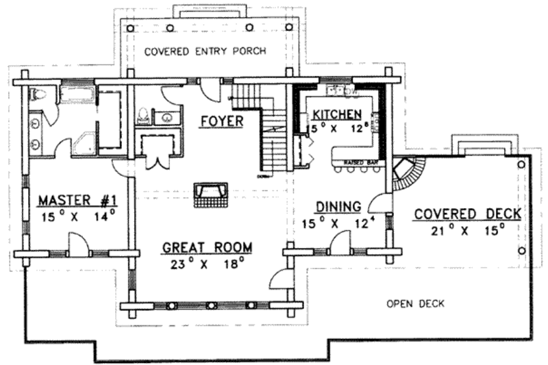 Dream House Plan - Floor Plan - Main Floor for Log House Plan #117-401 - 4 bed, 3.5 bath