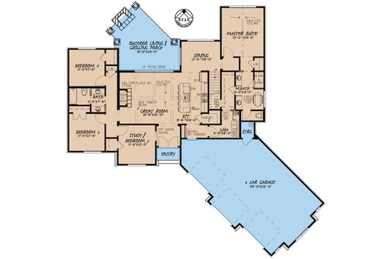 Floor Plan - Main Floor for European House Plan #923-56 - 4 bed, 2 bath