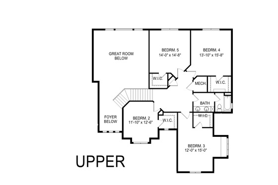 Floor Plan - Upper Floor for Craftsman House Plan #920-104 - 5 bed, 3.5 bath