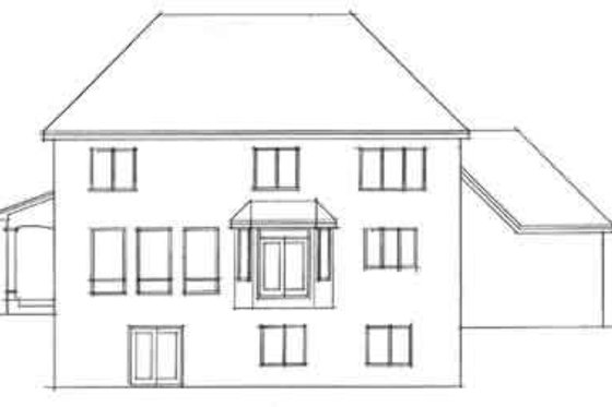 Exterior - Rear Elevation for European House Plan #51-213 - 4 bed, 2.5 bath