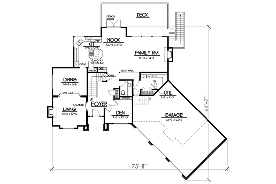 Floor Plan - Main Floor for Mediterranean House Plan #100-441 - 3 bed, 2.5 bath
