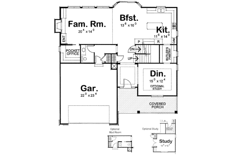 Home Plan - Floor Plan - Main Floor for Country House Plan #20-1665 - 4 bed, 4 bath