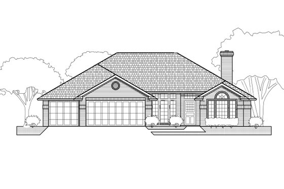 Exterior - Front Elevation for Traditional House Plan #65-161 - 4 bed, 2 bath