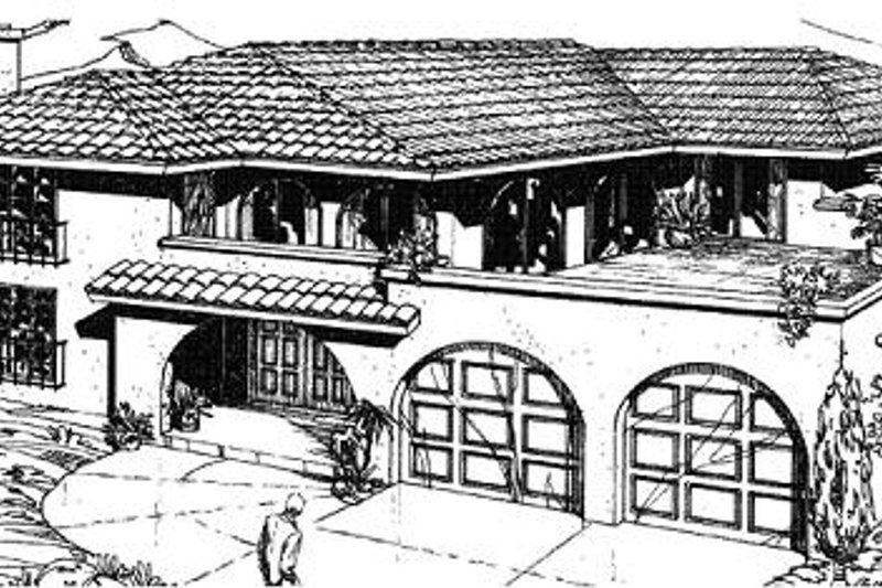 House Blueprint - Mediterranean Exterior - Front Elevation Plan #1-577