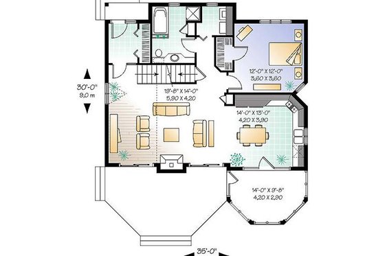 Floor Plan - Main Floor for Country House Plan #23-2042 - 3 bed, 2 bath