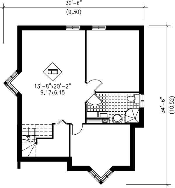 House Design - Traditional Floor Plan - Lower Floor Plan #25-191