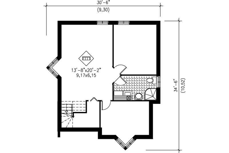 House Plan Design - Floor Plan - Lower Floor for Traditional House Plan #25-191 - 2 bed, 2 bath