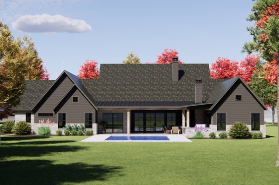 Exterior - Rear Elevation 1 for European House Plan #1096-145 - 4 bed, 4.5 bath