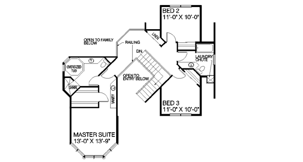Traditional Floor Plan - Upper Floor Plan #60-158