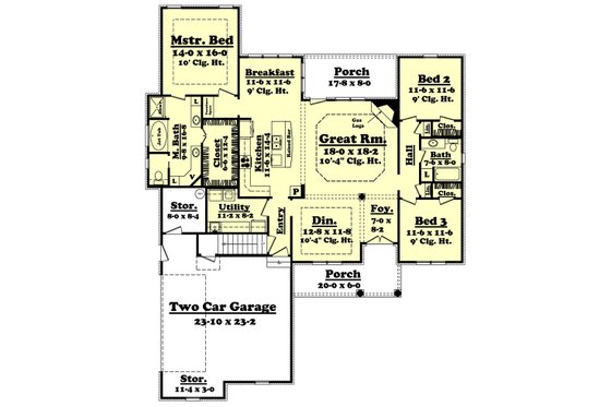 Floor Plan - Main Floor for European House Plan #430-44 - 3 bed, 2 bath