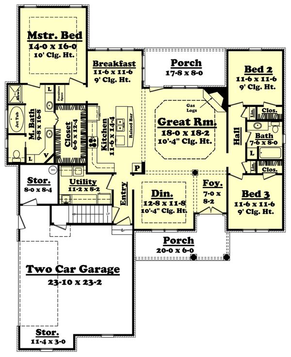 Architectural House Design - European Floor Plan - Main Floor Plan #430-44