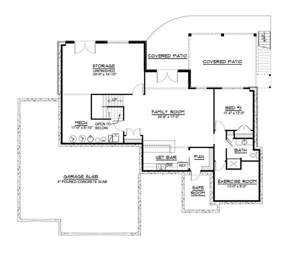 Architectural House Design - Ranch Floor Plan - Lower Floor Plan #1064-251