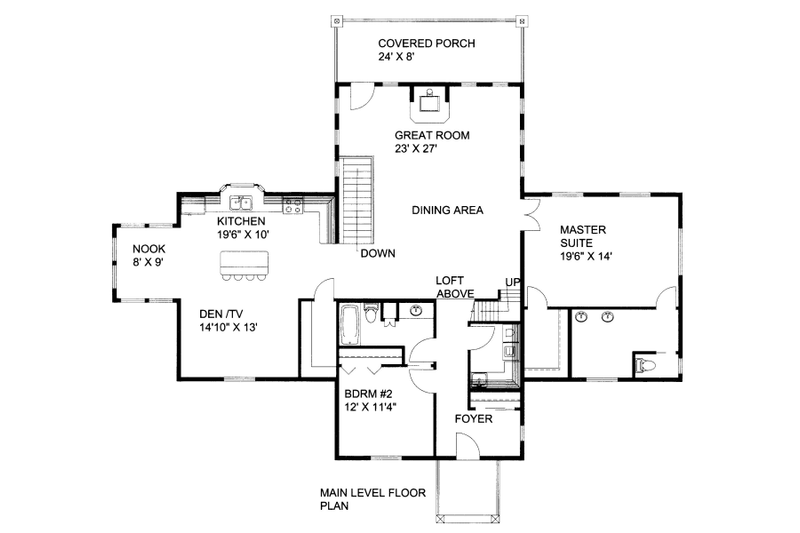 Dream House Plan - Floor Plan - Main Floor for Bungalow House Plan #117-685 - 2 bed, 2 bath