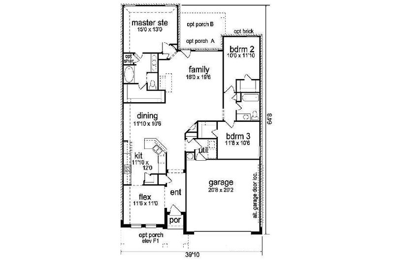 Dream House Plan - Floor Plan - Main Floor for Craftsman House Plan #84-266 - 3 bed, 2 bath