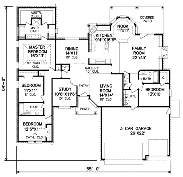 Traditional Floor Plan - Main Floor Plan #65-229