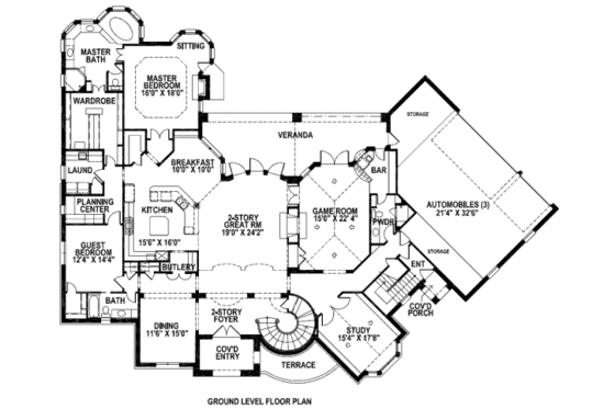 Floor Plan - Main Floor for European House Plan #141-226 - 4 bed, 4.5 bath