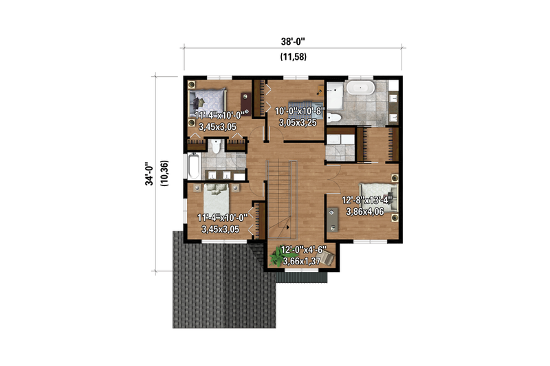 House Design - Floor Plan - Upper Floor for Farmhouse House Plan #25-4998 - 4 bed, 2 bath