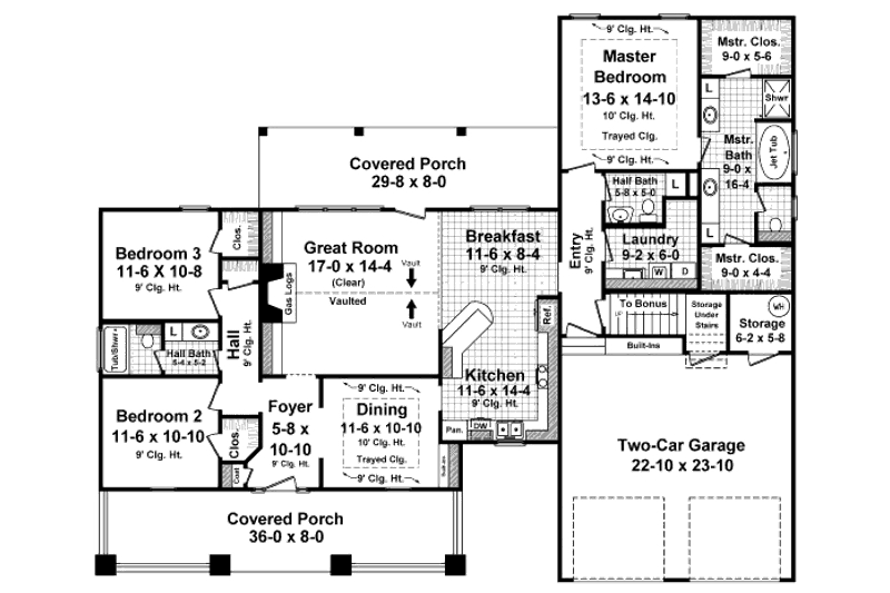 Architectural House Design - Floor Plan - Main Floor for Craftsman House Plan #21-346 - 3 bed, 2.5 bath