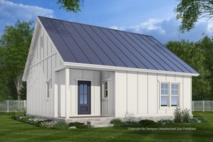 Exterior - Rear Elevation 1 for Farmhouse House Plan #51-1434 - 1 bed, 1 bath