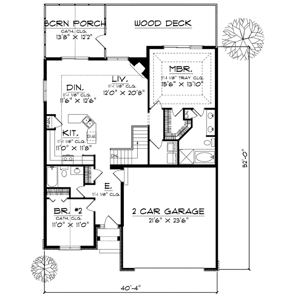 Home Plan - Traditional Floor Plan - Main Floor Plan #70-580