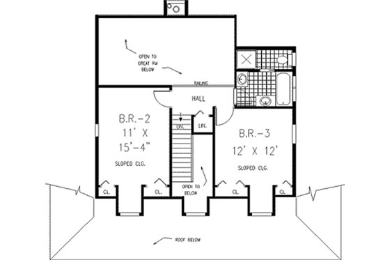 Country style house plan, farmhouse upper level floor plan