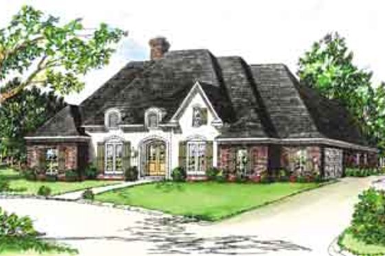 Exterior - Front Elevation for European House Plan #16-278 - 3 bed, 2 bath