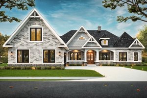 House Design - Exterior - Front Elevation for Ranch House Plan #119-431 - 3 bed, 3 bath