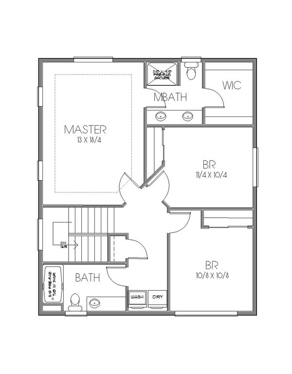 Craftsman Floor Plan - Upper Floor Plan #423-72