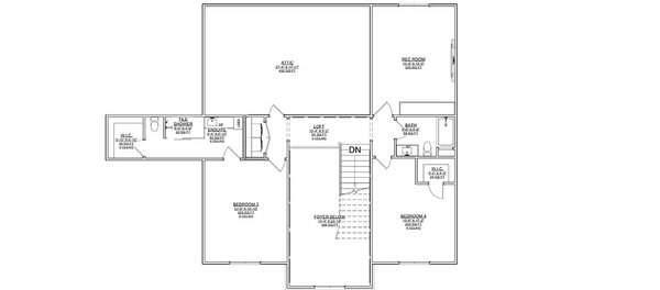 House Blueprint - Floor Plan - Upper Floor for Colonial House Plan #1116-40 - 4 bed, 4.5 bath