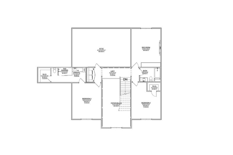 House Blueprint - Floor Plan - Upper Floor for Colonial House Plan #1116-40 - 4 bed, 4.5 bath