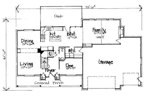 Floor Plan - Main Floor for Traditional House Plan #308-210 - 3 bed, 2.5 bath