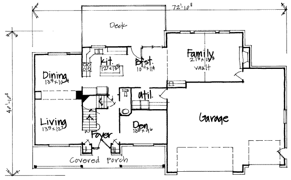 Floor Plan - Main Floor for Traditional House Plan #308-210 - 3 bed, 2.5 bath