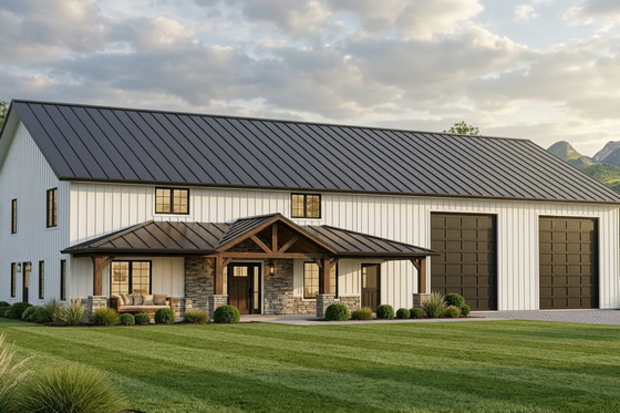 Exterior - Front Elevation for Barndominium House Plan #1064-109 - 3 bed, 2.5 bath