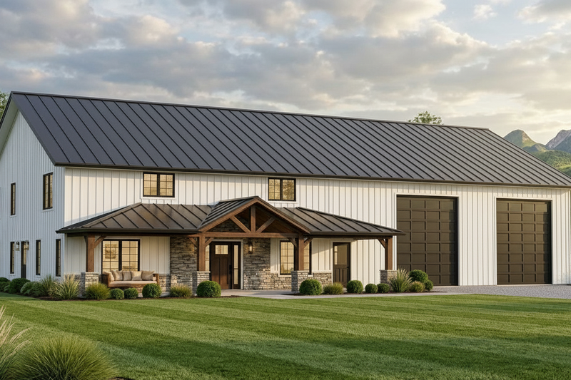Exterior - Front Elevation 2 for Barndominium House Plan #1064-109 - 3 bed, 2.5 bath