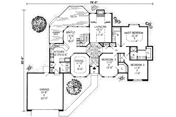Floor Plan - Main Floor for European House Plan #312-354 - 3 bed, 2 bath