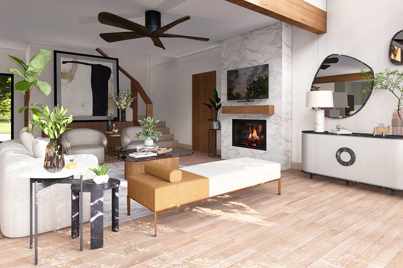 Architectural House Design - Interior - Family Room for Craftsman House Plan #124-1370 - 3 bed, 2.5 bath