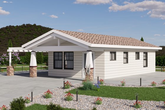 Exterior - Front Elevation 3 for Craftsman House Plan #1106-131 - 2 bed, 1 bath