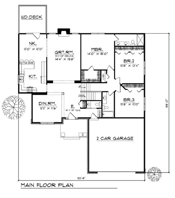 Home Plan - Traditional Floor Plan - Main Floor Plan #70-776