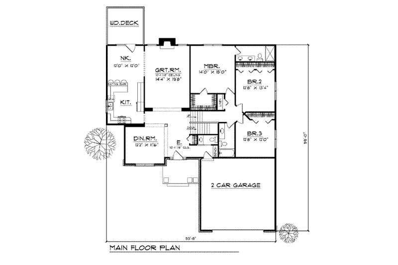 House Blueprint - Floor Plan - Main Floor for Traditional House Plan #70-776 - 4 bed, 3.5 bath