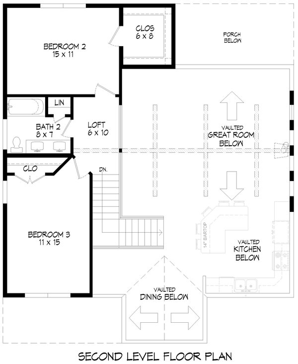 Farmhouse Floor Plan - Upper Floor Plan #932-1067