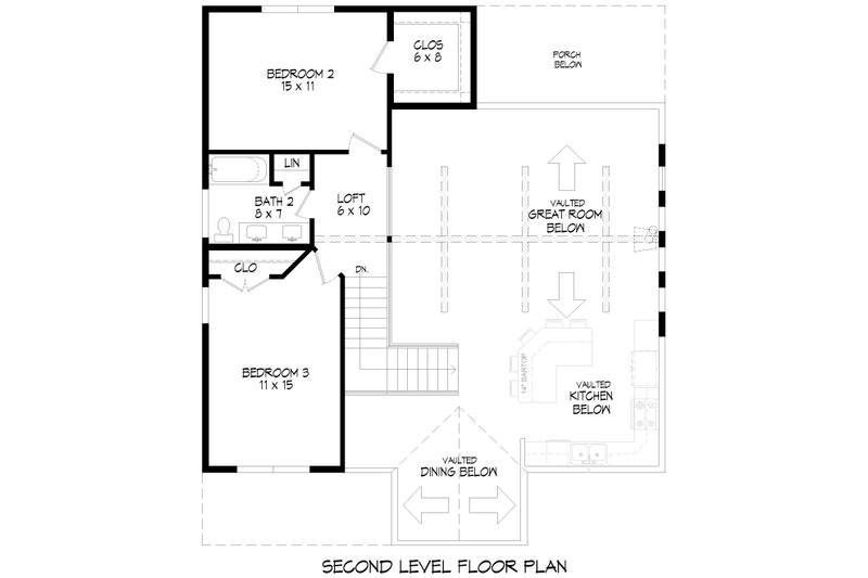 Home Plan - Floor Plan - Upper Floor for Farmhouse House Plan #932-1067 - 3 bed, 2.6 bath