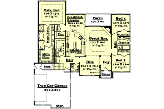 Floor Plan - Main Floor for European House Plan #430-31 - 3 bed, 2.5 bath