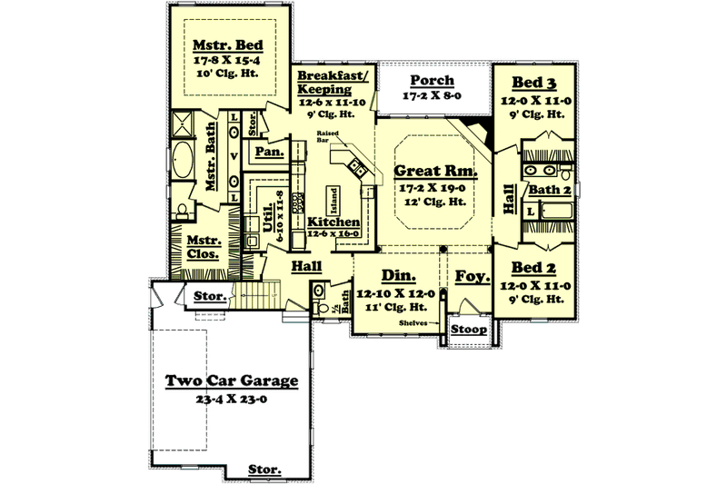 Home Plan - Floor Plan - Main Floor for European House Plan #430-31 - 3 bed, 2.5 bath