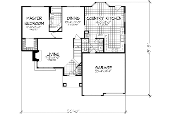 Floor Plan - Main Floor for Traditional House Plan #320-372 - 2 bed, 2.5 bath