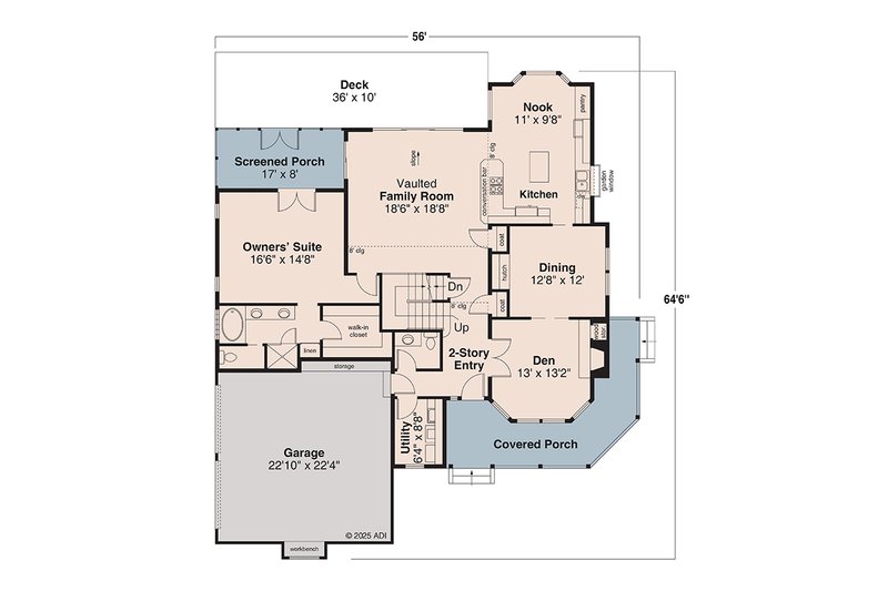 Home Plan - Floor Plan - Main Floor for Craftsman House Plan #124-1081 - 4 bed, 3.5 bath