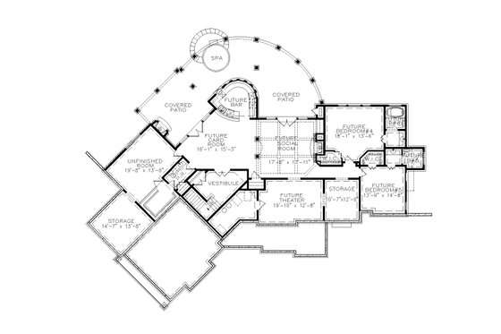Floor Plan - Lower Floor for Craftsman House Plan #54-563 - 3 bed, 2.5 bath