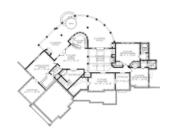 Craftsman Floor Plan - Lower Floor Plan #54-563