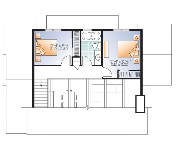 Cottage Floor Plan - Upper Floor Plan #23-2711
