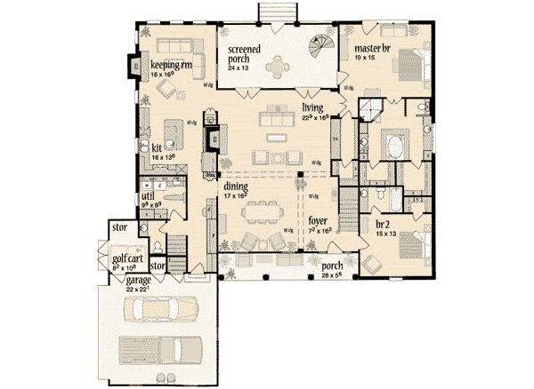 Colonial Floor Plan - Main Floor Plan #36-240