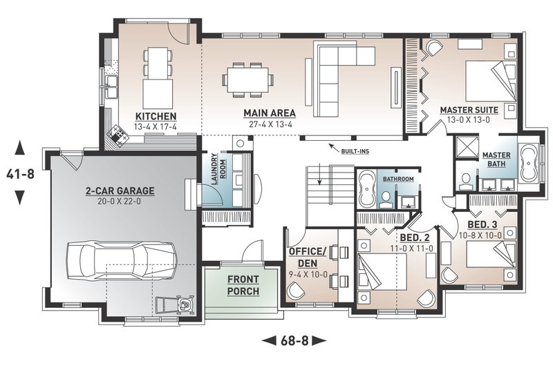 Dream House Plan - Floor Plan - Main Floor for European House Plan #23-646 - 3 bed, 2 bath
